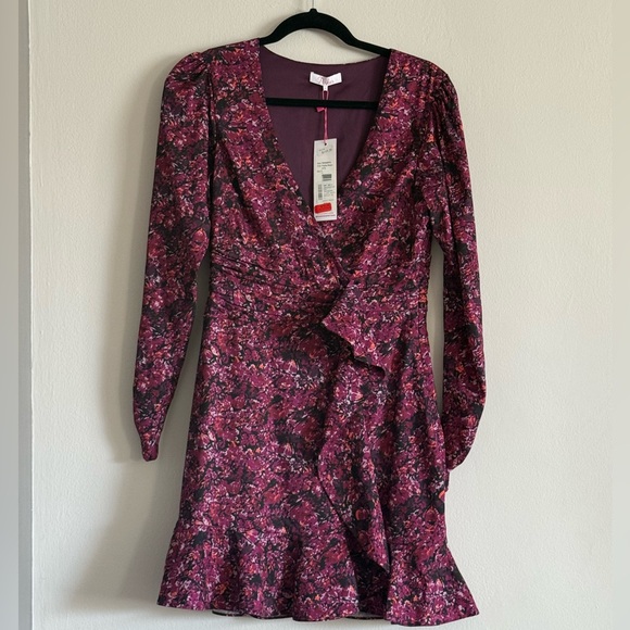 Parker Purple Alison Floral Long Sleeve Dress in Presley Mosaic Print - Picture 2 of 5